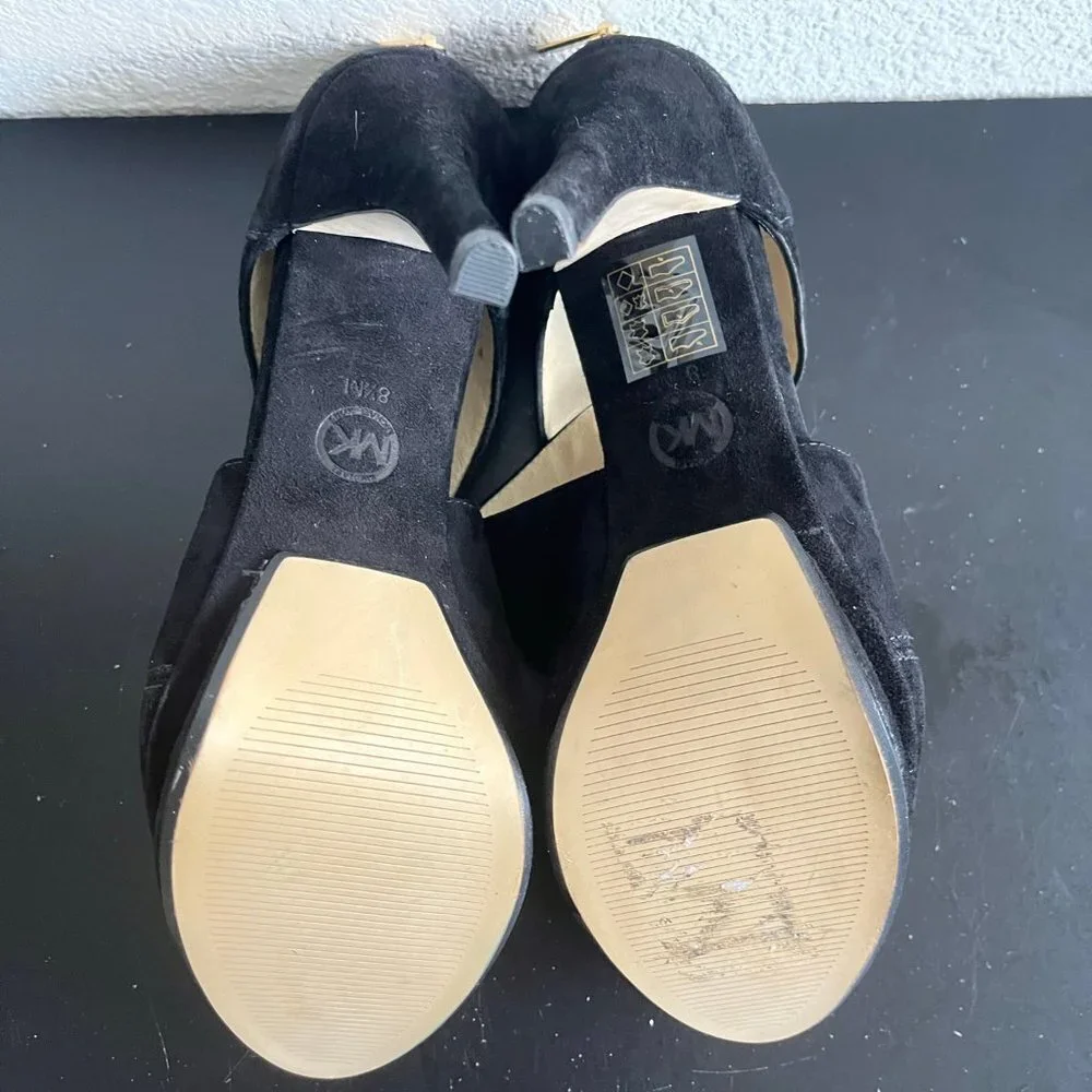 Michael Kors Women's Black Suede Platform Heels Size 9.5 Style AF13E